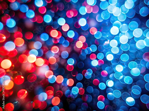 Stunning Abstract Red, Blue, and Black Defocused Background with Bokeh Lights for Creative Projects, Digital Art, and Backgrounds