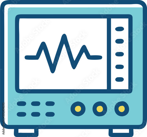 Medical Monitor Icon with Vital Signs Display, Icon of a medical monitor showing a vital signs waveform, symbolizing healthcare equipment for patient monitoring and diagnostics in hospitals. 