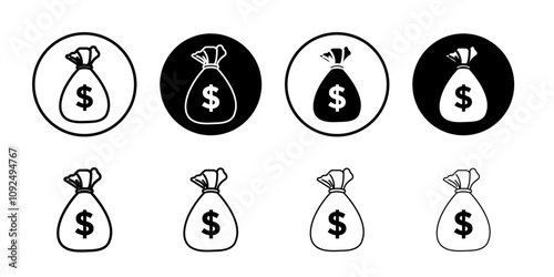 Money bag icon linear logo isolated