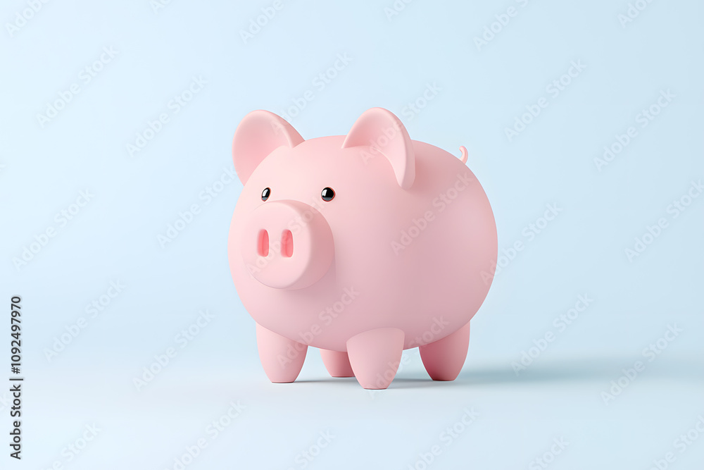 Cute pink piggy bank icon, 3D render, isolated on white background Cute pink piggy bank icon, 3D render, isolated on white background