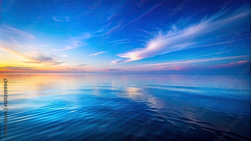 Obraz premium Tranquil Blue Horizon: Serene Abstract Background, Calm Waters, Peaceful Scenery, Soothing Color Palette, Natural Beauty, Dreamy Atmosphere, Minimalist Design, Relaxing Visuals, Elegant Aesthetics