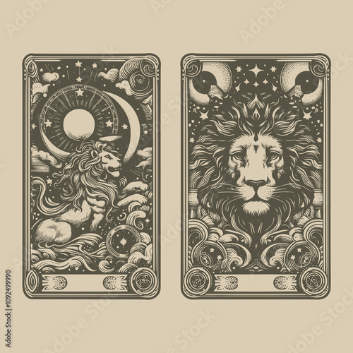 gothic leo tarot card tattoo concept