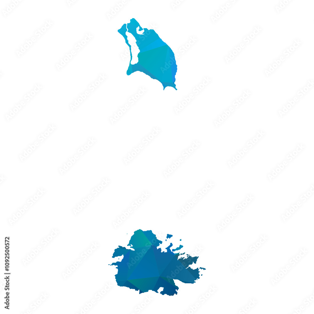 Fototapeta premium Map of Antigua and Barbuda - Blue Geometric Rumpled Triangular , Polygonal Design For Your. Vector illustration eps 10.