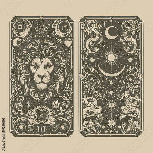 dark fantasy leo tarot playing card tattoo
