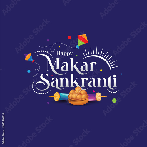 Happy Makar Sankranti Festival Background Design Template Illustration