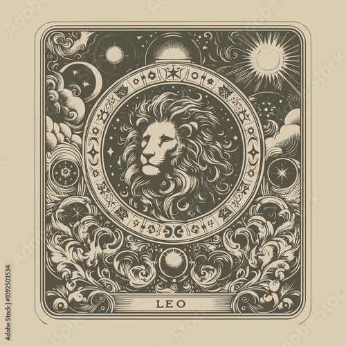 leo zodiak tattoo with celestial details