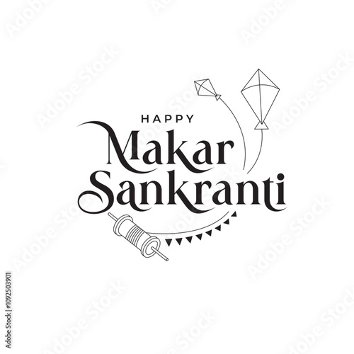 Happy Makar Sankranti Festival Text Typography Background Design	