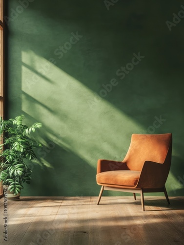 Sunlit Orange Chair Against...