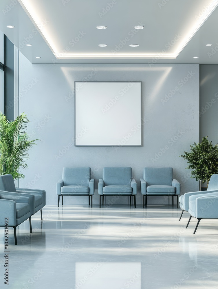 Modern Office Waiting Area With Blank Frame Modern Office Waiting Area With Blank Frame