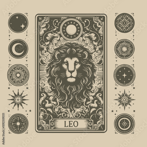 leo zodiak tarot tattoo with mystical vibes