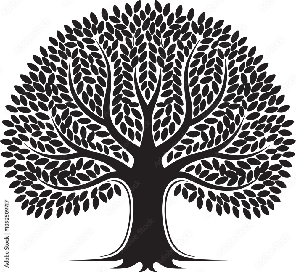 Fototapeta premium tree silhouette vector icon illustration with white background