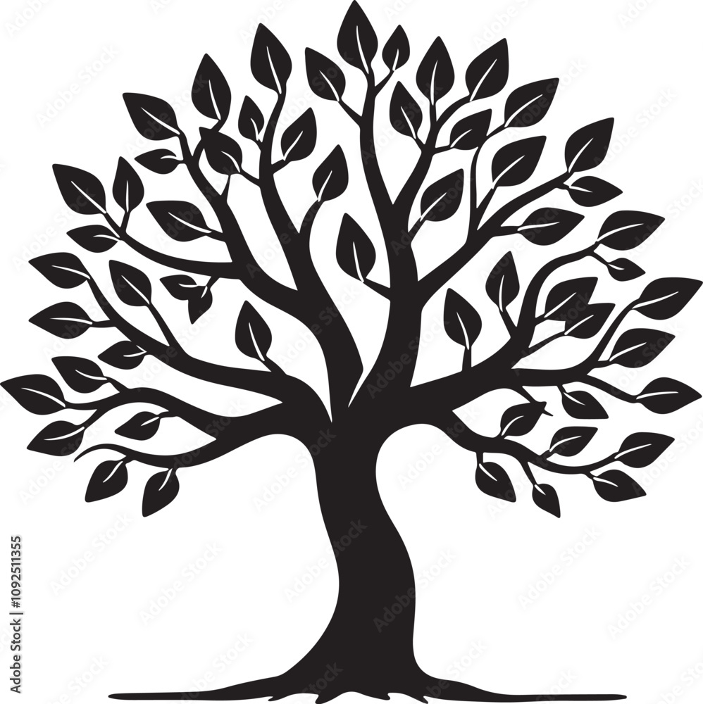 Obraz premium tree silhouette vector icon illustration with white background