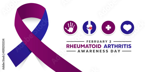 Rheumatoid Arthritis Awareness Day. Ribbon, hand, bone plus icon and heart. Great for cards, banners, posters, social media and more. White background. 