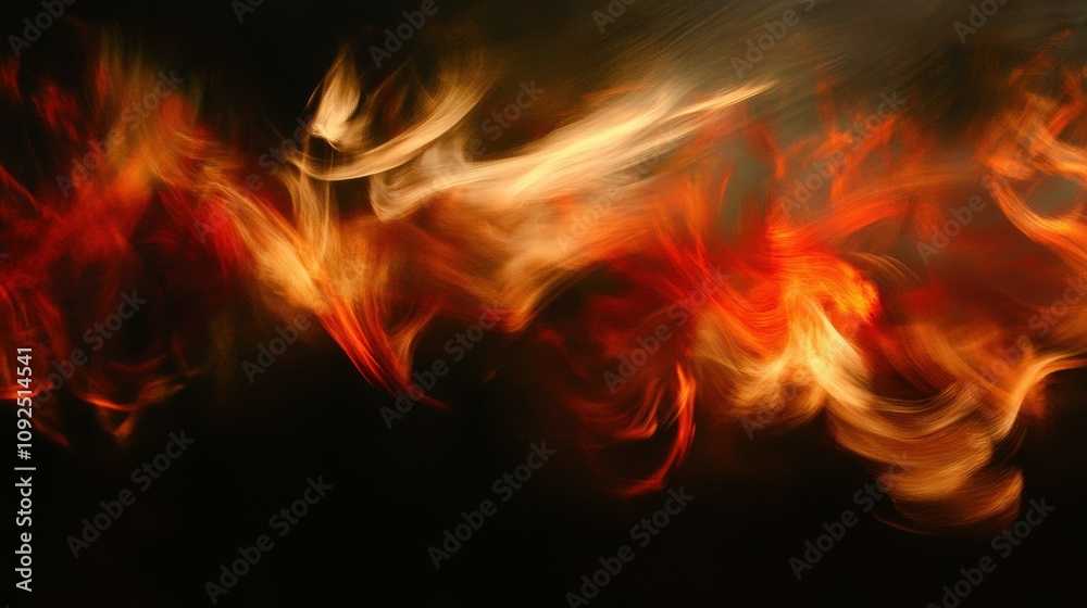 Fototapeta premium Flames dancing against a dark night sky, casting flickering shadows