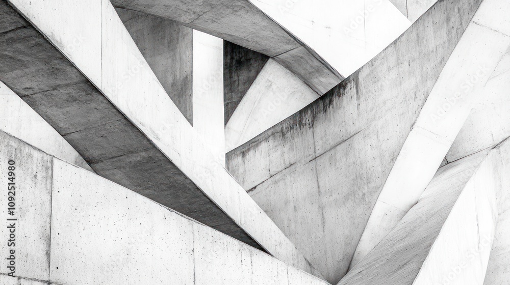 Fototapeta premium Abstract architectural design featuring intricate concrete structures and geometric forms.