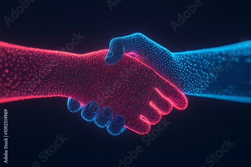 A digital handshake symbolizing collaboration and connection in a tech-driven world.