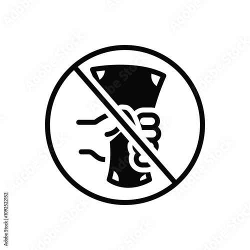 Black solid icon for stop