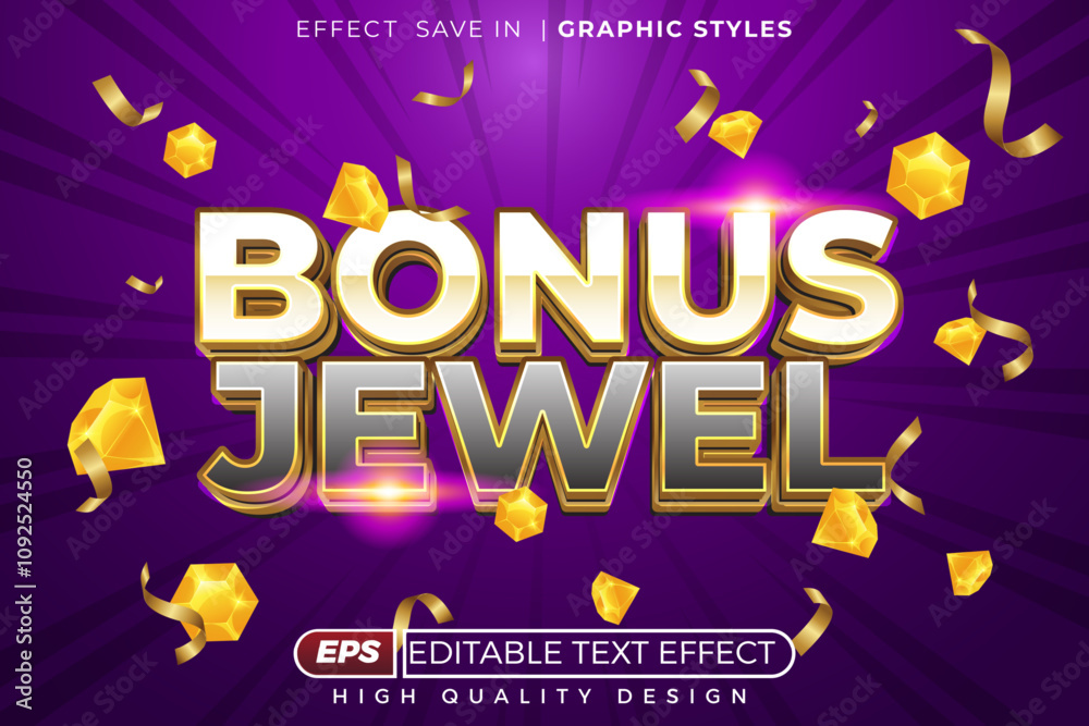 Obraz premium Bonus jewel 3d editable text effect template