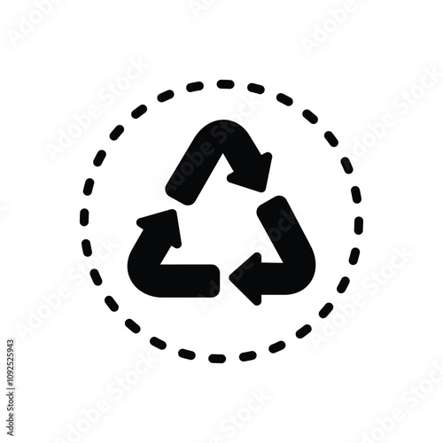 Black solid icon for recycle