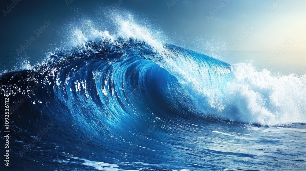 Dynamic Dark Wave Crashing into Bright Blue Ocean Creating a Natural Scene with Ample Space for Text and Highlighting Oceanic Beauty Dynamic Dark Wave Crashing into Bright Blue Ocean Creating a Natural Scene with Ample Space for Text and Highlighting Oceanic Beauty
