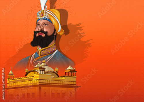 Happy Guru Gobind Singh Ji Jayanti Festival Illustration For Sikh Celebration , Indian Festival Greetings Design. photo