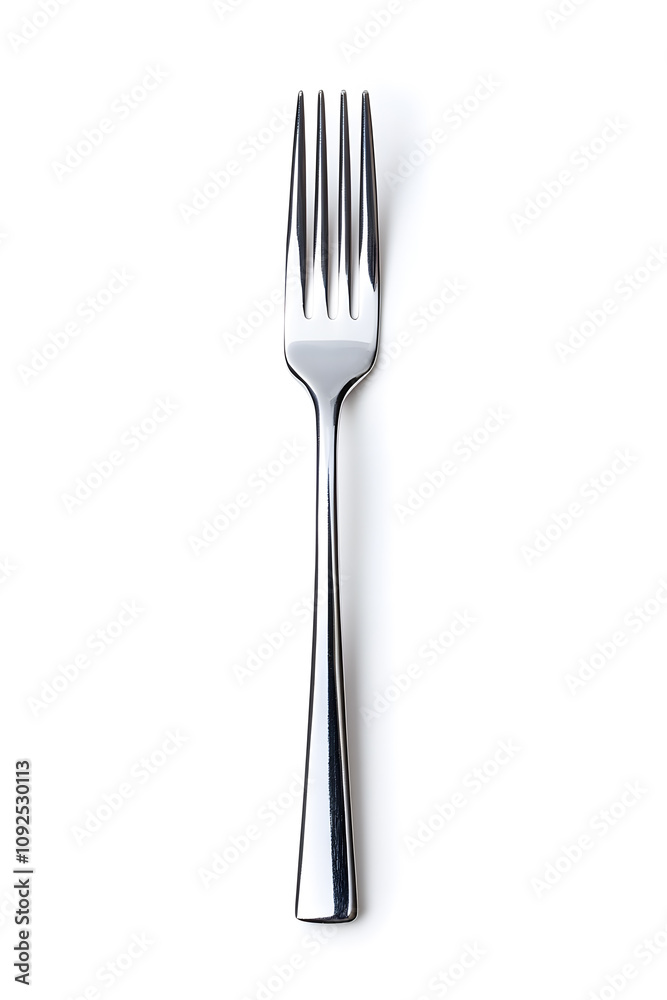 A shiny silver fork isolated on a white background A shiny silver fork isolated on a white background