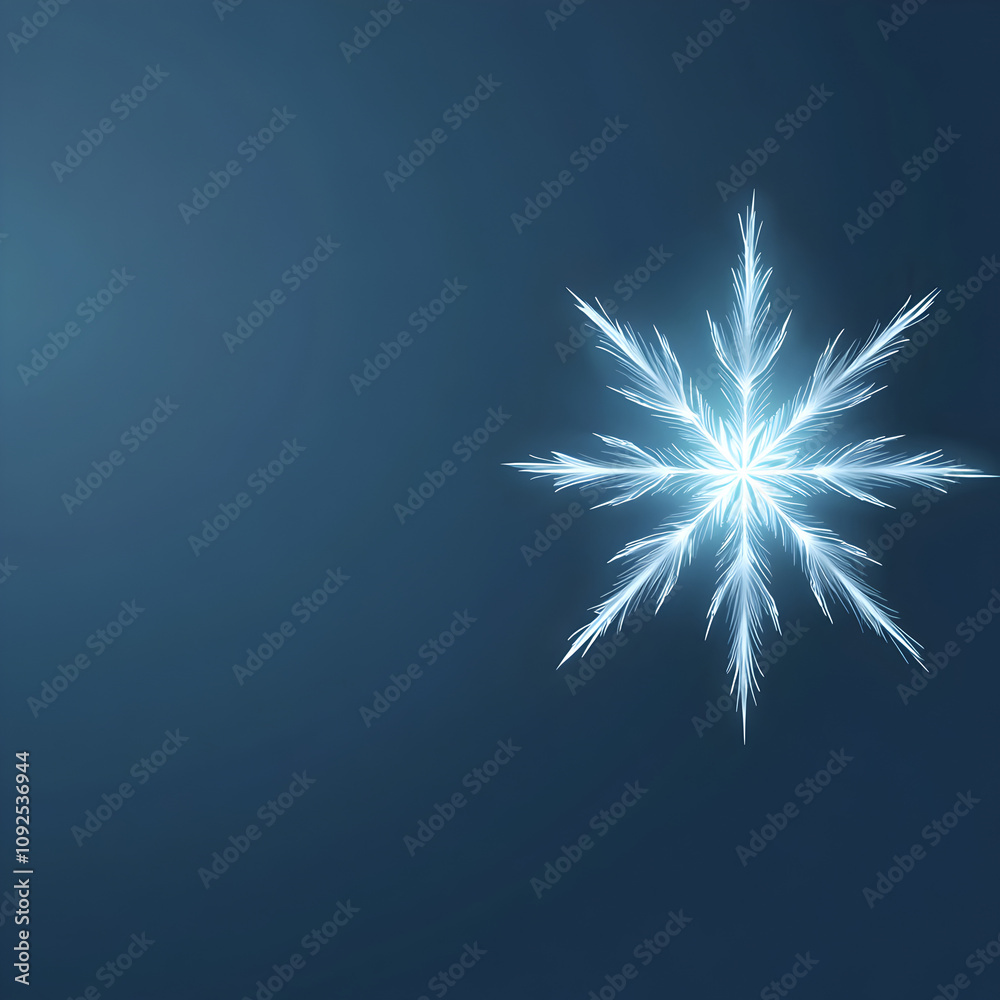 Obraz premium A single snowflake design in light blue with a soft glowing edge. Glowing snowflake vector.