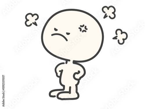 とても怒っているシンプルでかわいい人物のベクターイラスト素材