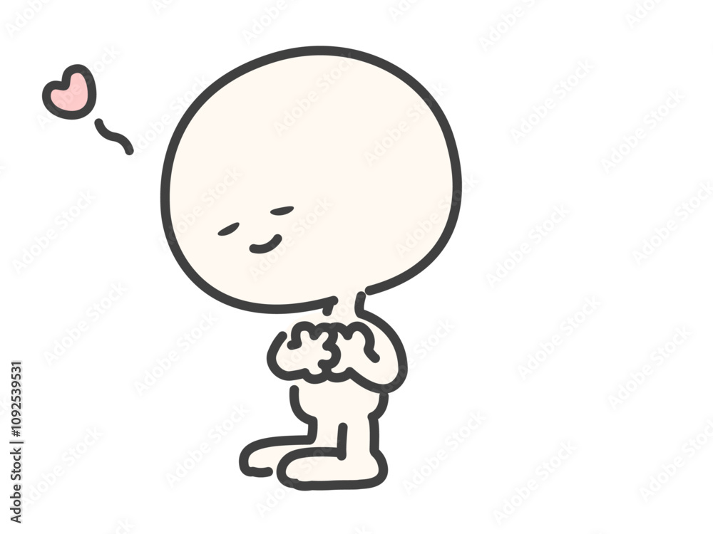 Fototapeta premium やさしい気持ちのシンプルでかわいい人物のベクターイラスト素材