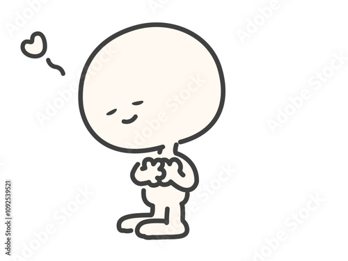やさしい心のシンプルでかわいい人物のベクターイラスト素材