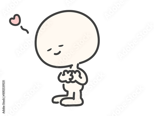 やさしい気持ちのシンプルでかわいい人物のベクターイラスト素材