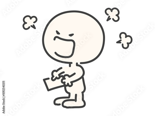 書類のミスを部下に注意しながら怒るシンプルでかわいい人物のベクターイラスト素材