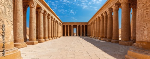 Ancient columns and sky in a historical temple setting, showcasing timeless architecture. photo