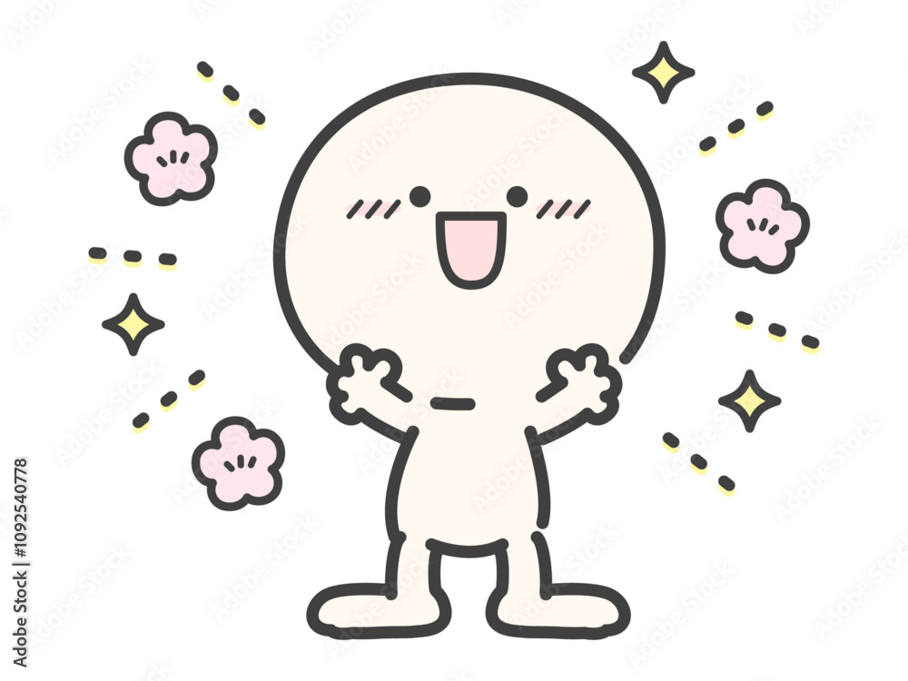 Obraz premium 幸せの表情のシンプルでかわいい人物のベクターイラスト素材