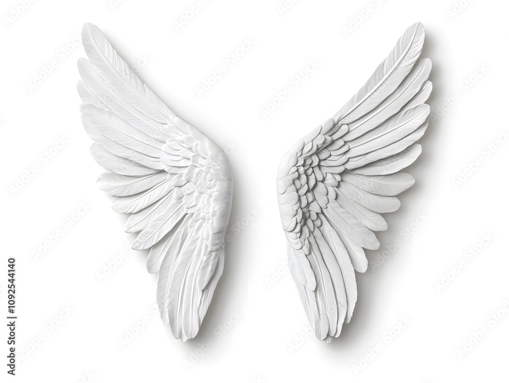 Obraz premium 3d White Angel wings isolated on white background