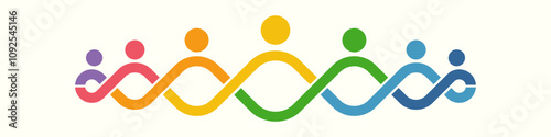 Seven People logo design. Concept of Teamwork and Great work with infinite design vector illustration