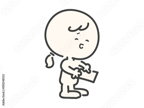 書類の間違いを指摘するシンプルでかわいい人物のベクターイラスト素材