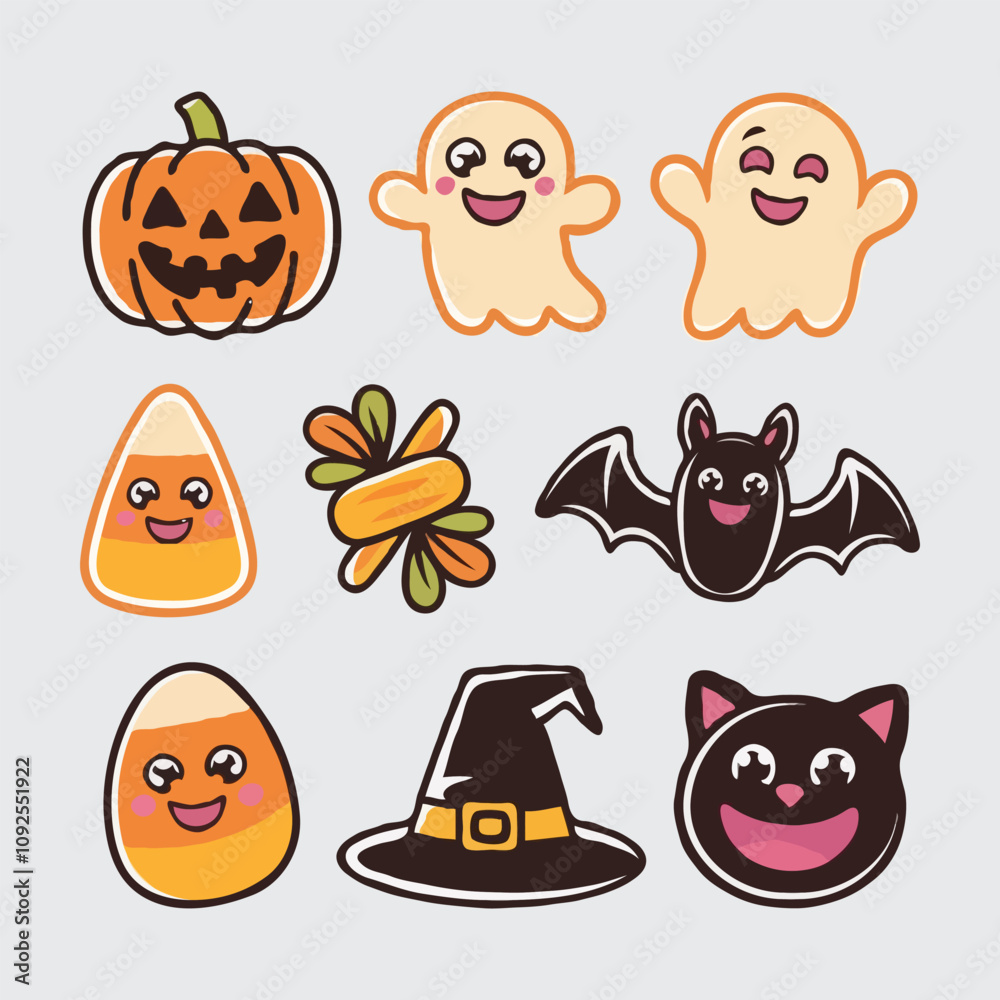 Obraz premium Halloween icon set collections with white background