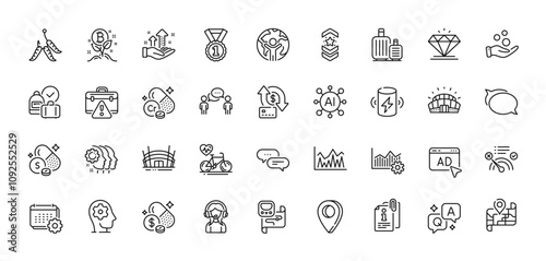 Attached info, Ad and Operational excellence line icons pack. AI, Question and Answer, Map pin icons. Talk bubble, Maggots, Sulfur mineral web icon. Vector