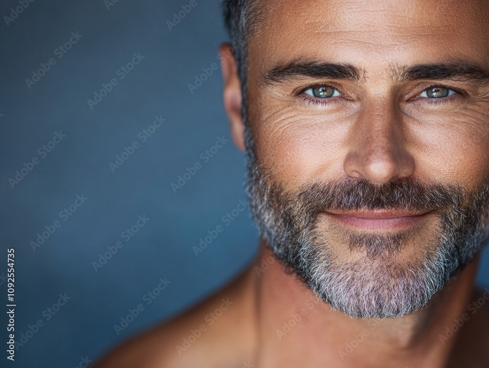 Fototapeta premium Serious and Smiling Man with Beard