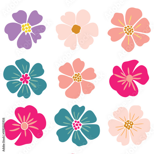 Collection of flowers icon. Abstract botanical flowers design for banners, wallpaper, posters, websites, online shopping. Vector illustration design.