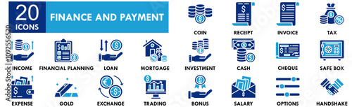 Finance and Payment icon collection set. Containing design finance, payment, business, money, credit, financial