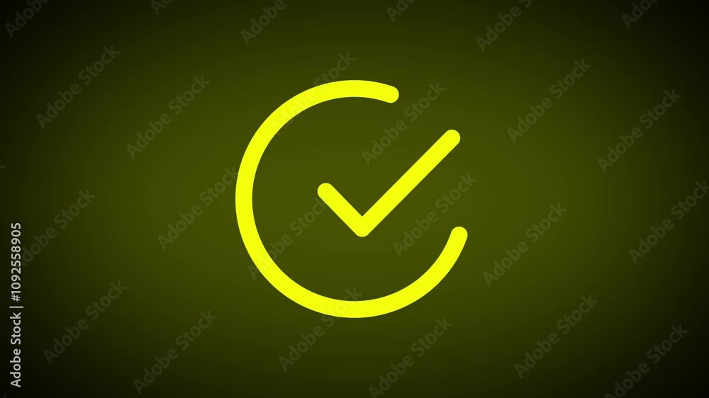 Check line icon inside circle, positive mark, black outline, line icon animation. Check line icon inside circle, positive mark, black outline, line icon animation.