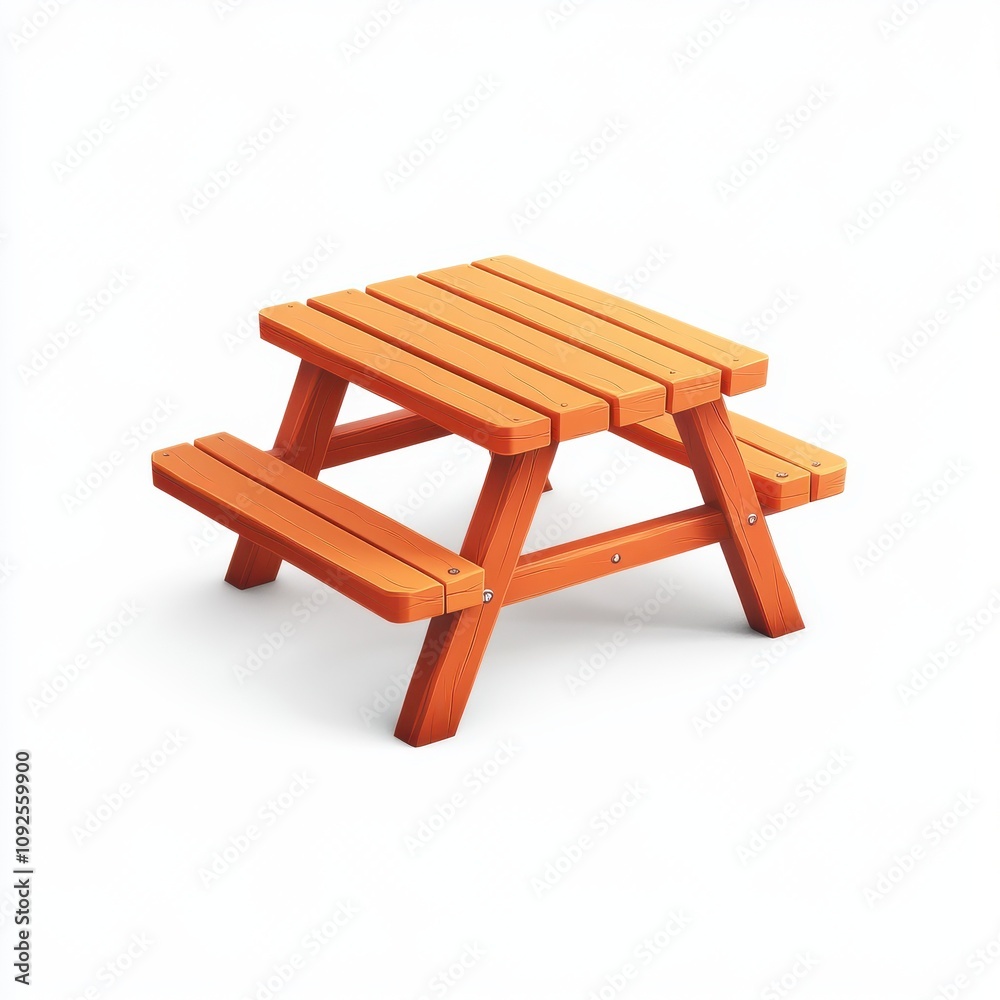 A vibrant orange picnic table crafted for children's outdoor fun. A vibrant orange picnic table crafted for children's outdoor fun.