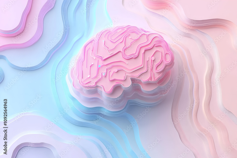 Pastel Illustration of a Glowing Brain Representing Artificial Intelligence Pastel Illustration of a Glowing Brain Representing Artificial Intelligence