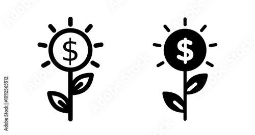 Investment Icon set in black filled and line.