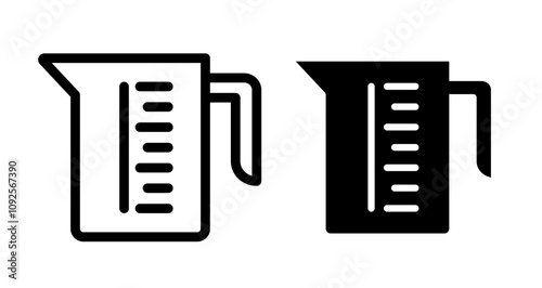 Measuring cup Icon set in black filled and line.