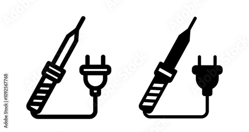 Soldering Icon set in black filled and line.