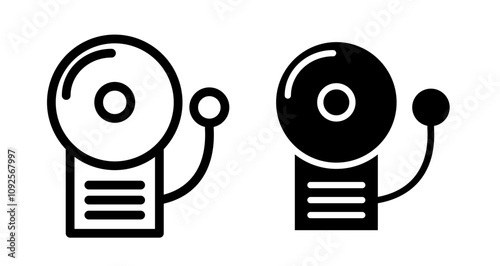 Fire alarm Icon set in black filled and line.