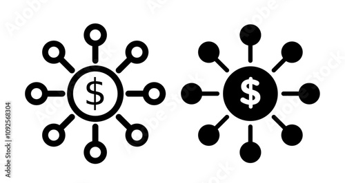 Crowdfunding Icon set in black filled and line.